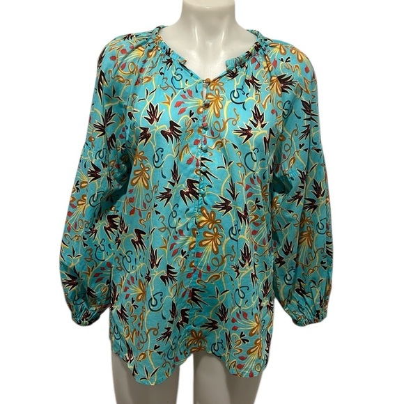 A.L.C Capri top grotto multi aqua floral blouse size 6 - Picture 3 of 10